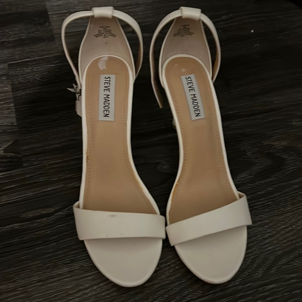 Steve Madden white strappy heels
